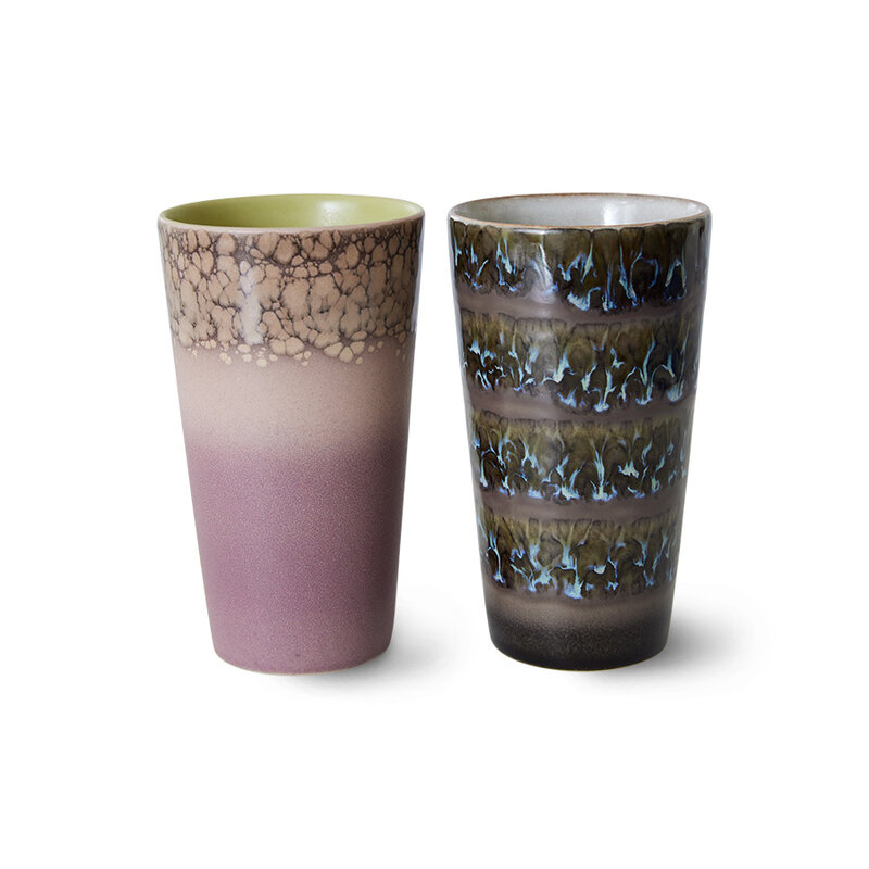 HKLIVING-collectie 70s servies: latte mokken forest (set of 2)
