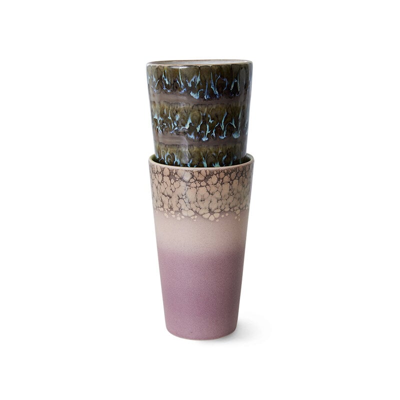 HKLIVING-collectie 70s ceramics: latte mugs, forest (set of 2)