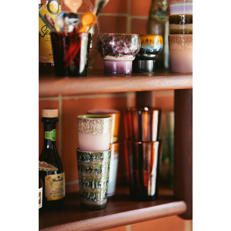 HKLIVING-collectie 70s ceramics: latte mugs, forest (set of 2)