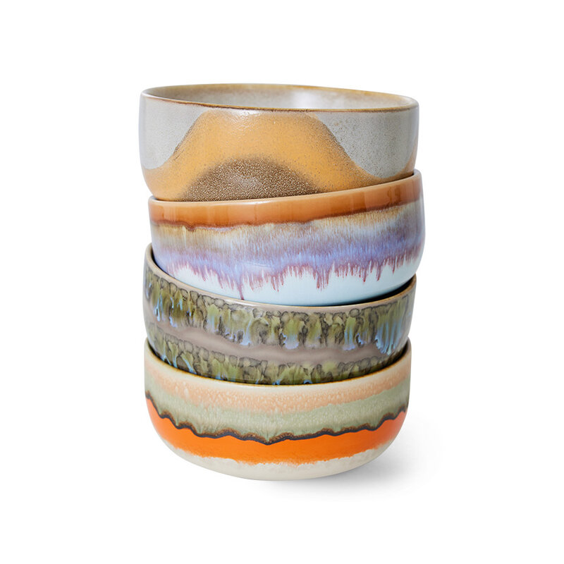 HKLIVING-collectie 70s ceramics: dessert bowls, reef (set of 4)
