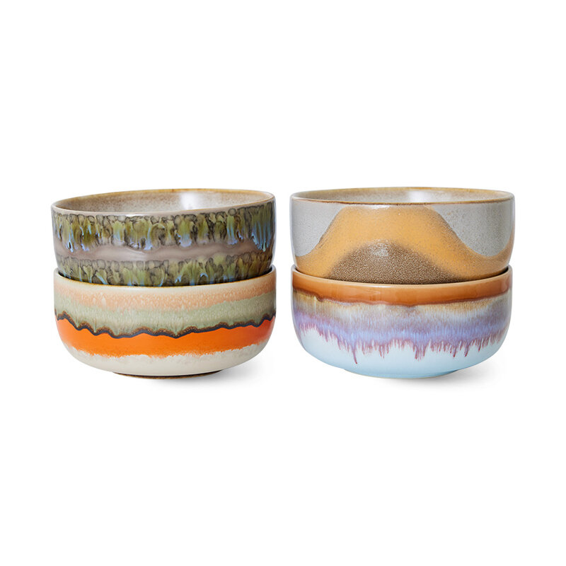 HKLIVING-collectie 70s ceramics: dessert bowls, reef (set of 4)