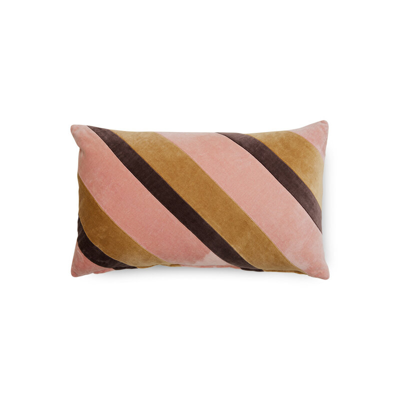 HKLIVING-collectie Striped velvet cushion Sunkissed (50x30cm)