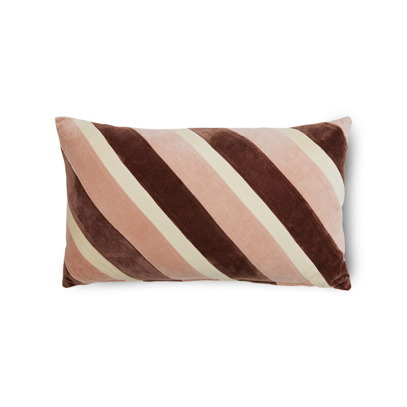 HKLIVING-collectie Gestreept fluwelen kussen Rose (60x35cm)