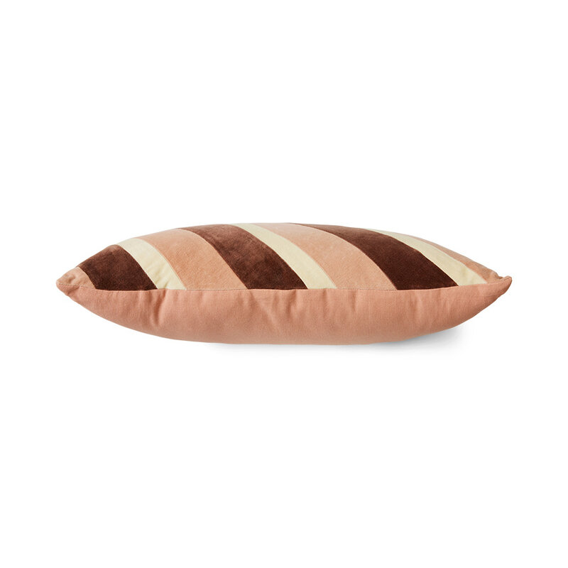 HKLIVING-collectie Gestreept fluwelen kussen Rose (60x35cm)