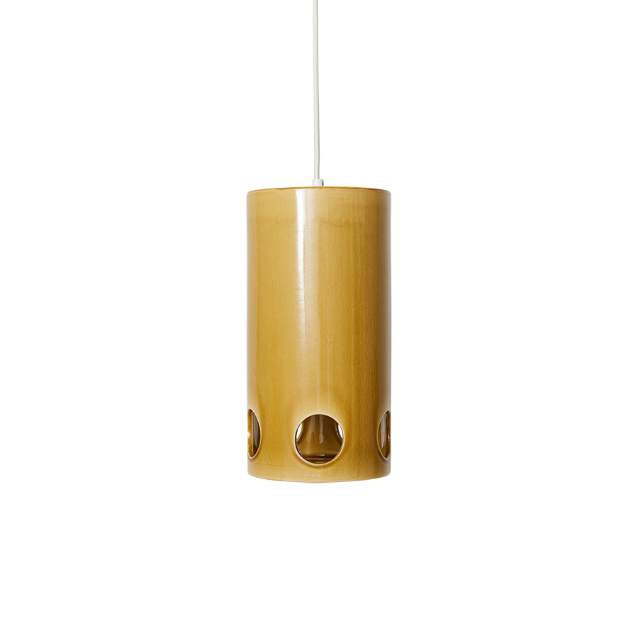 HKLIVING-collectie Keramieken hanglamp Mosterd