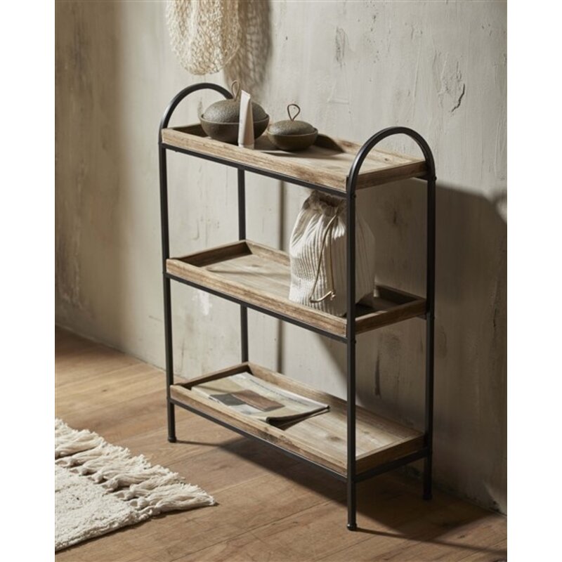 Nordal-collectie PATNA ijzeren rek zwart/hout