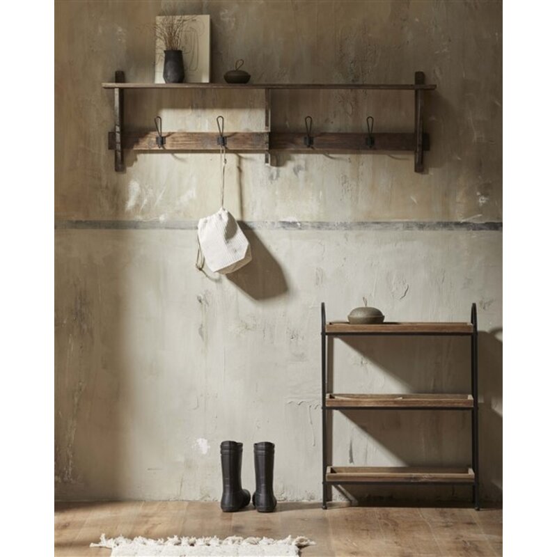Nordal-collectie PATNA ijzeren rek zwart/hout