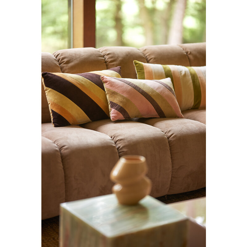 HKLIVING-collectie Striped velvet cushion Sunkissed (50x30cm)