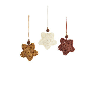 Madam Stoltz Hand crocheted cotton thread stars ( Set of 3)