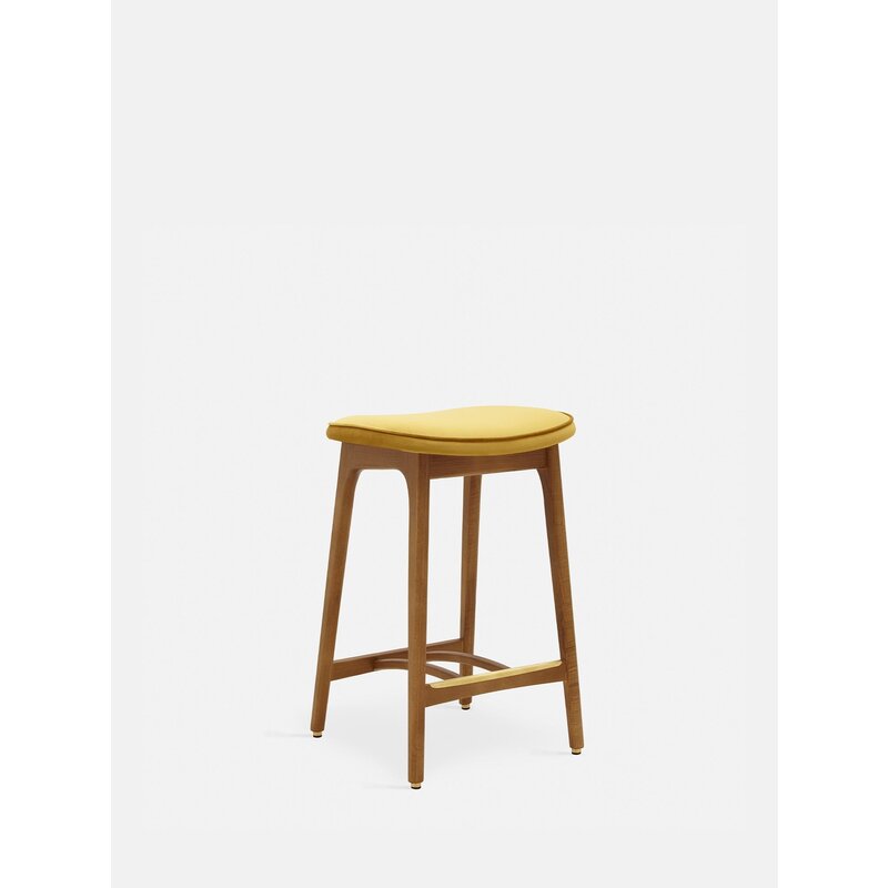 366 Concept 200-190 Barkruk Basic S/65 Shine Velvet Mosterd Donker Hout