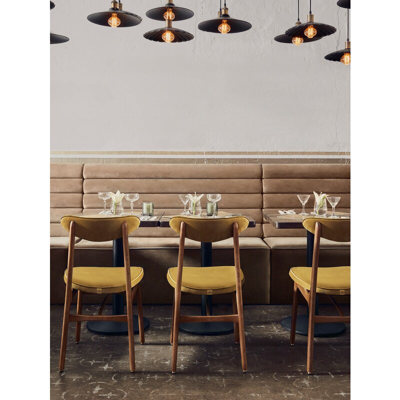 366 Concept 200-190 Stoel Shine Velvet Mosterd Natuurlijk Hout
