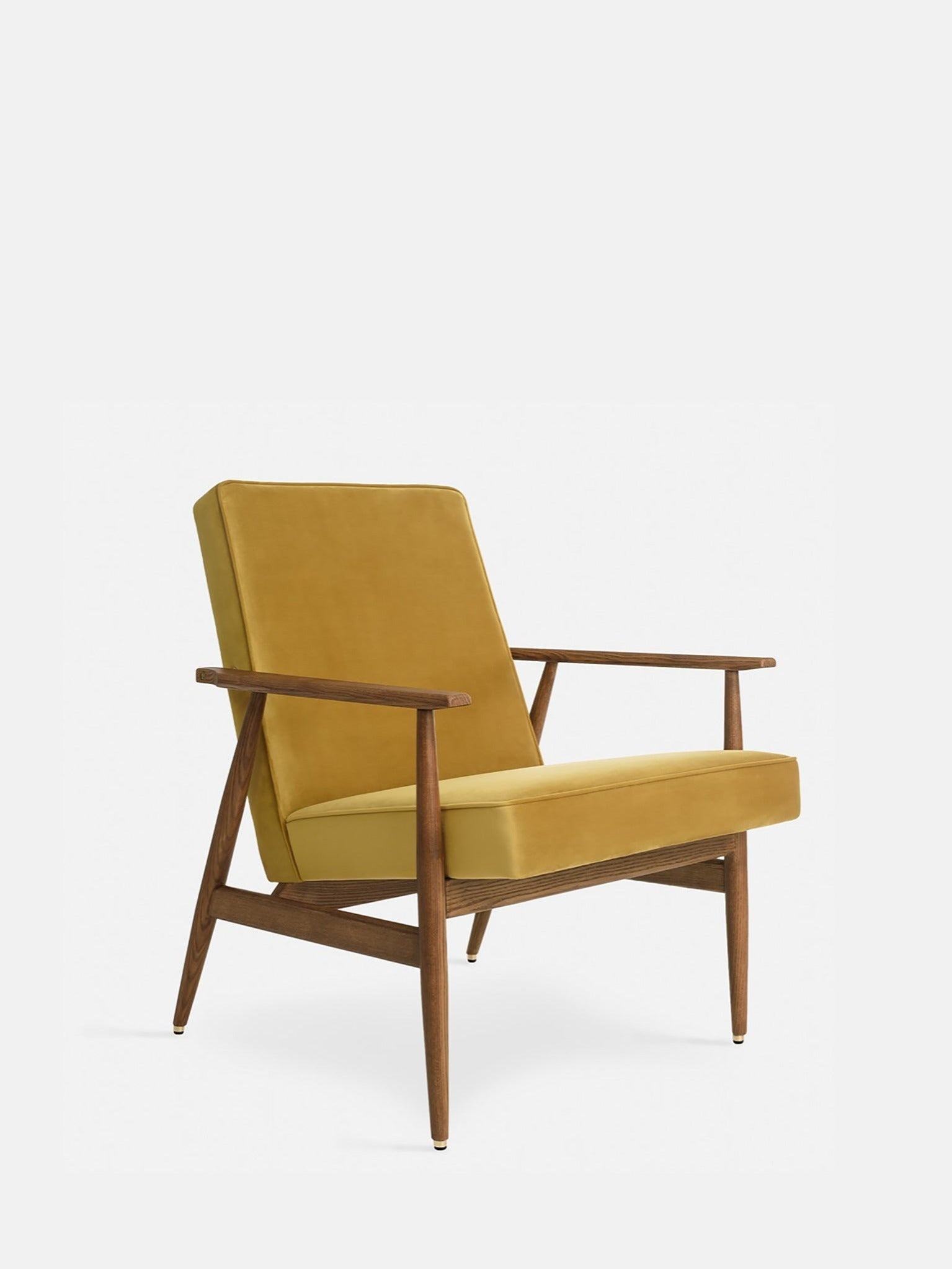 366 Concept FOX Lounge stoel Shine Velvet Mosterd Donker Hout