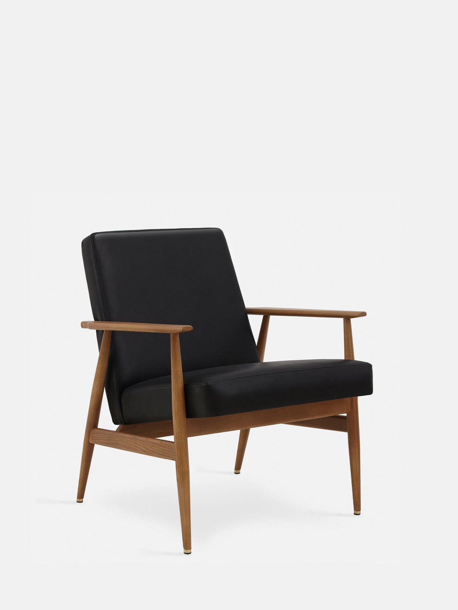 366 Concept FOX Lounge stoel Natuurlijk Leer Zwart Donker Hout