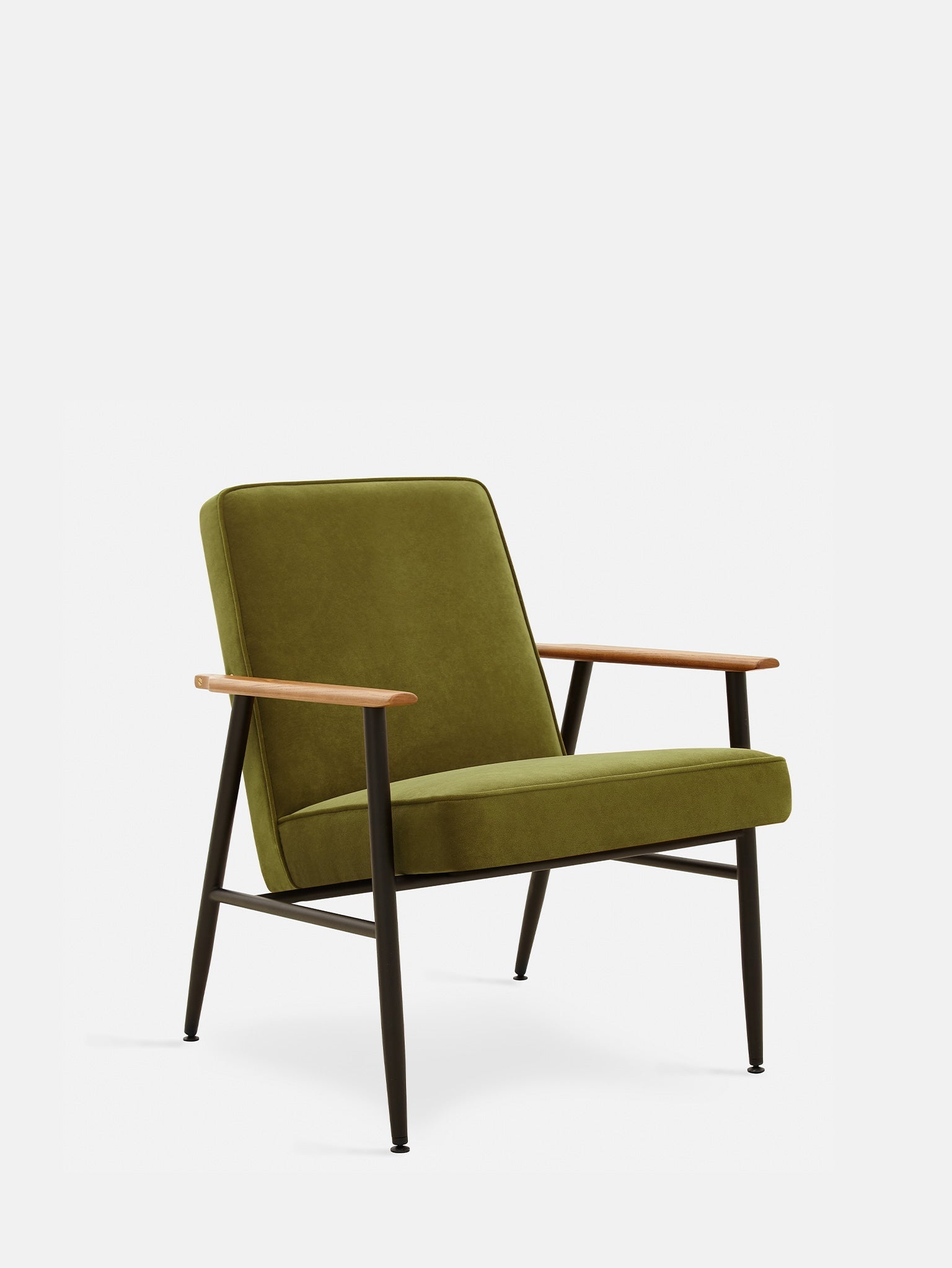 366 Concept Fox Metal Lounge stoel Velvet Olive 03Vossen Metalen Loungestoel Fluweel Olijf 03