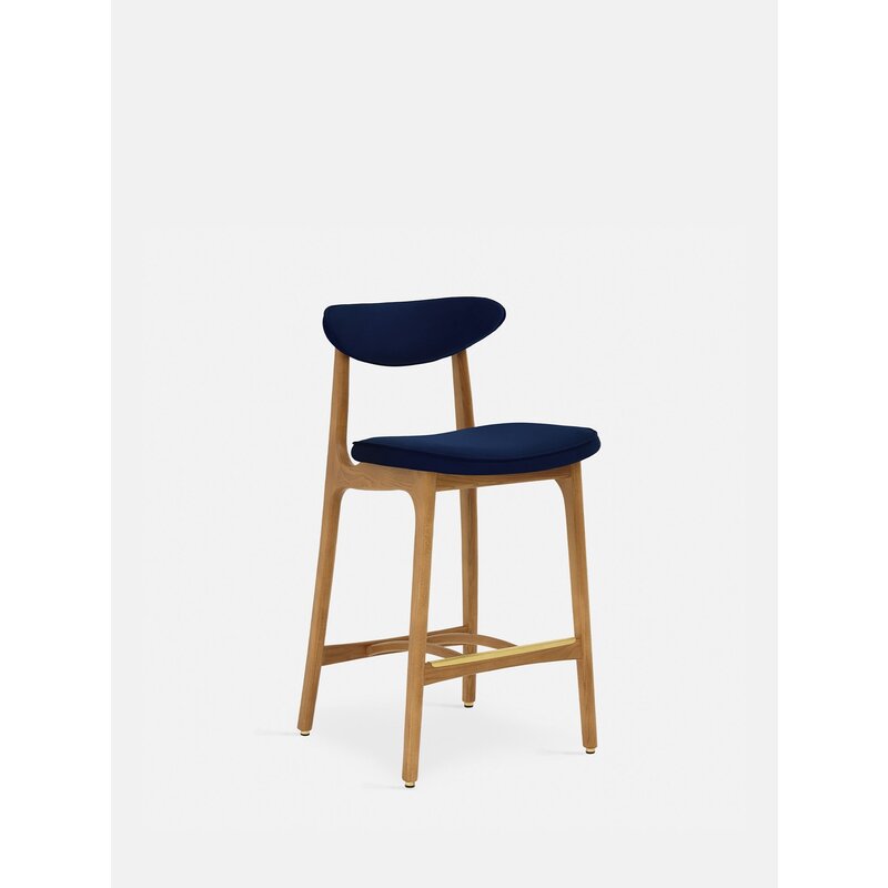 366 Concept 200-190 Barkruk S/65 Fluweel Indigo Natuurlijk Hout