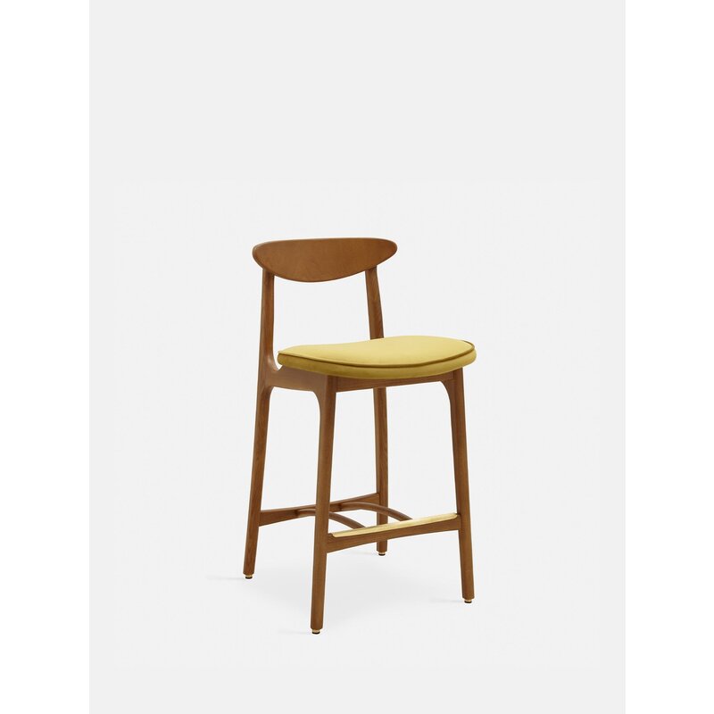 366 Concept 200-190 Barkruk S/65 Mix Shine Velvet Mosterd Donker Hout