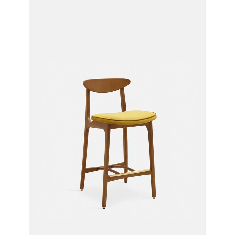 366 Concept 200-190 Barkruk S/65 Mix Shine Velvet Mosterd Donker Hout