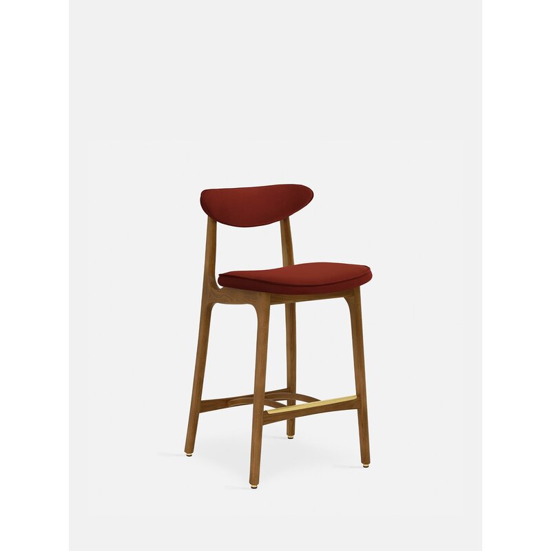 366 Concept 200-190 Barkruk S/65 Fluweel Rood Baksteen Donker Hout