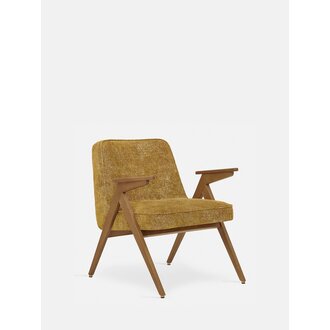 366 Concept Konijnenfauteuil Marmer Mosterd Donker Hout