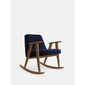 366 Concept 366 Schommelstoel Fluweel Indigo Donker Hout
