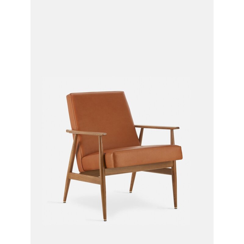 366 Concept FOX Lounge stoel Natuurlijk Leer Cognac Donker Hout