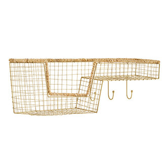 Madam Stoltz Iron shelf w/ jute and hooks