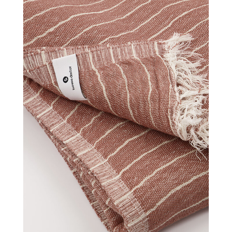 House Doctor-collectie Plaid Alice gestreept dusty red 200x140 cm