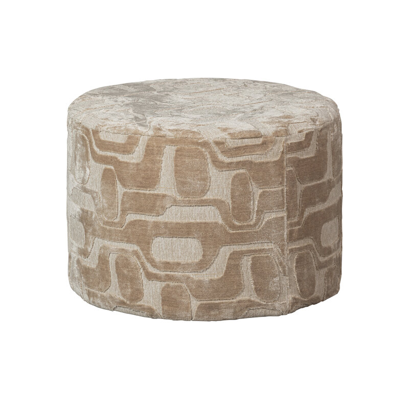 WOOOD Exclusive-collectie Yago Pouf Viscose Pattern Natural 60x43cm