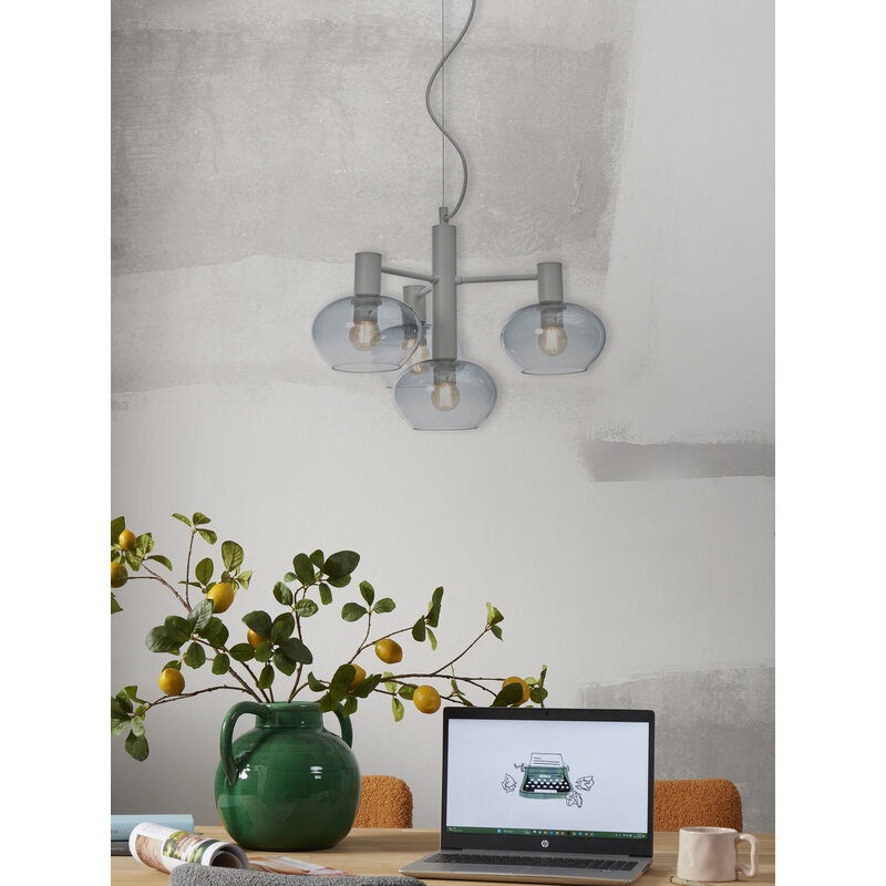 it's about RoMi-collectie Hanglamp Bologna 4-arm, kleurverl. l.grijs
