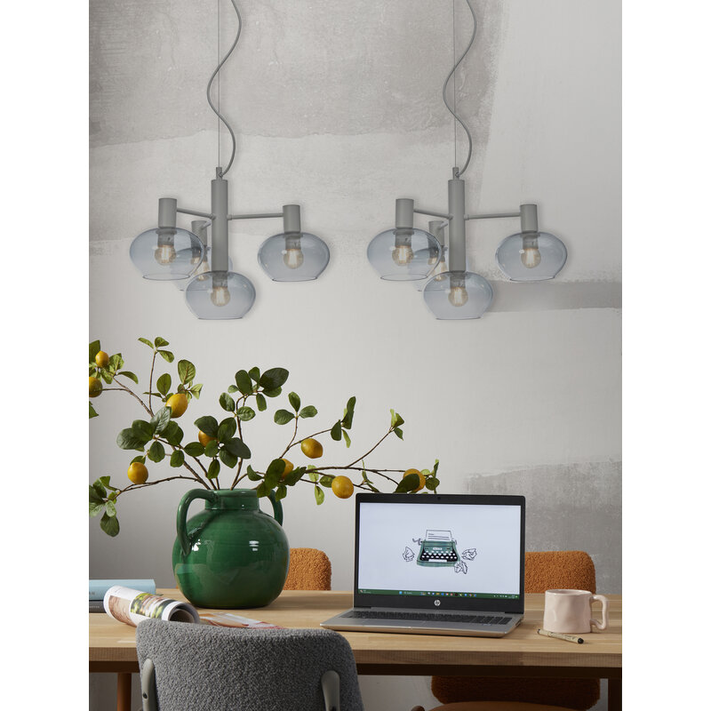it's about RoMi-collectie Hanglamp Bologna 4-arm, kleurverl. l.grijs