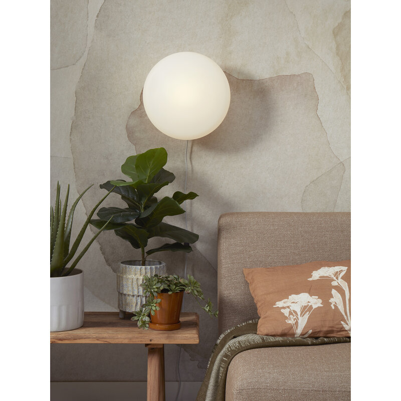 it's about RoMi-collectie Wandlamp Sapporo glas wit/zand, L