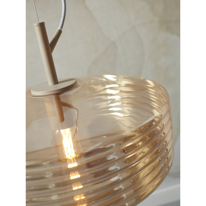 it's about RoMi-collectie Hanging lamp glass Verona ribbed, amber