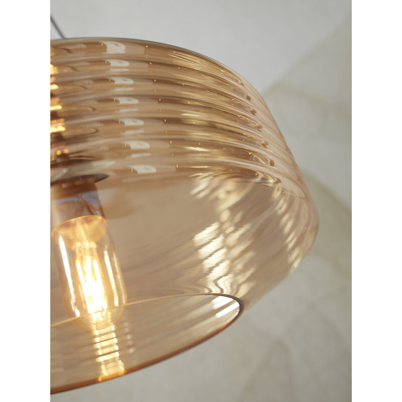 it's about RoMi-collectie Hanging lamp glass Verona ribbed, amber