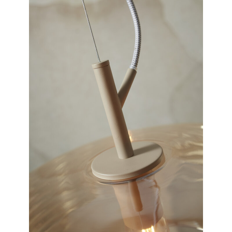 it's about RoMi-collectie Hanging lamp glass Verona ribbed, amber