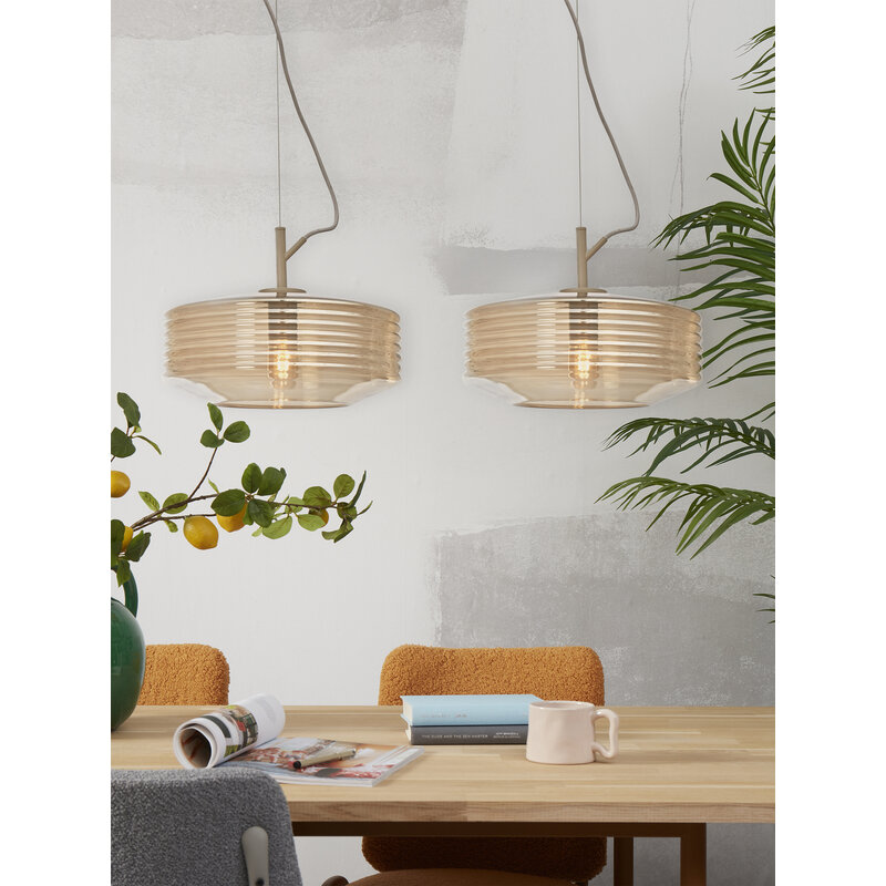 it's about RoMi-collectie Hanglamp glas Verona ribbel, amber