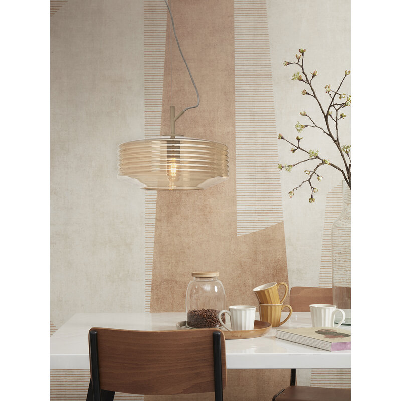 it's about RoMi-collectie Hanging lamp glass Verona ribbed, amber