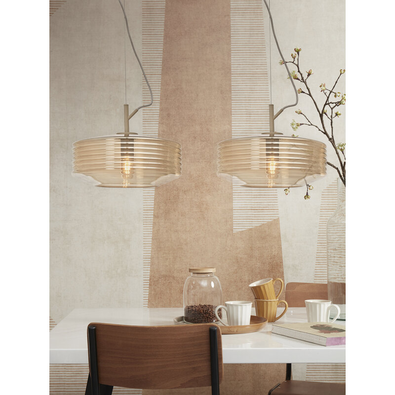 it's about RoMi-collectie Hanglamp glas Verona ribbel, amber
