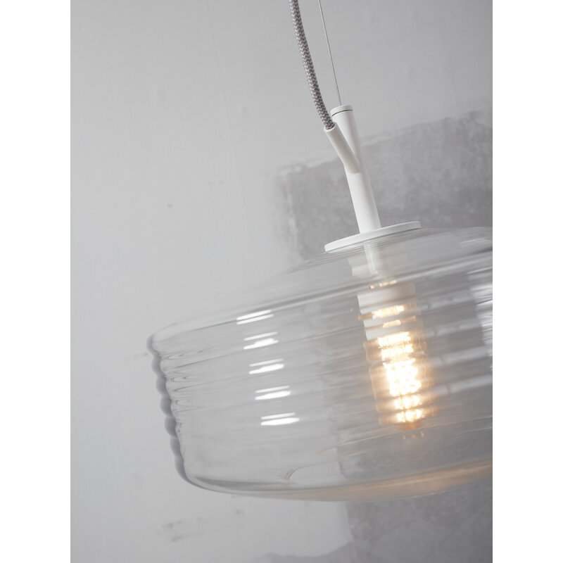 it's about RoMi-collectie Hanging lamp glass Verona ribbed, clear