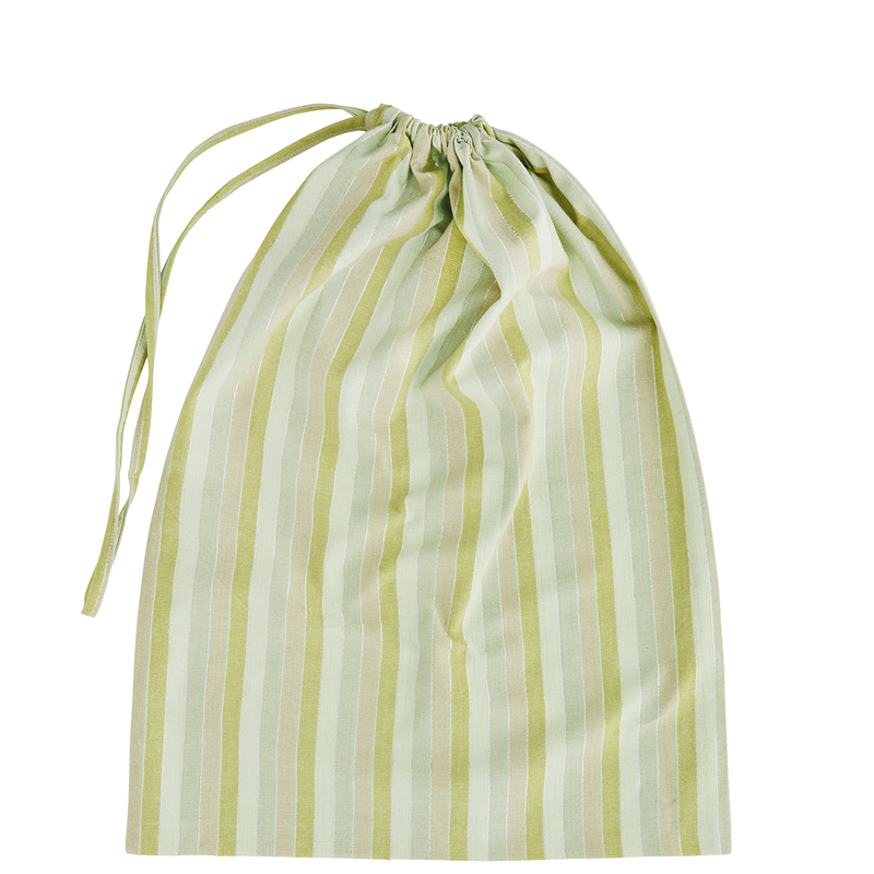 Madam Stoltz-collectie Striped laundry bag Green lime nude silver