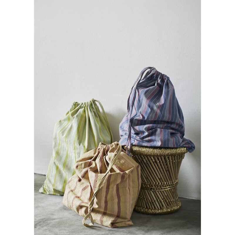 Madam Stoltz-collectie Striped laundry bag Lavender dusty rose blue silver