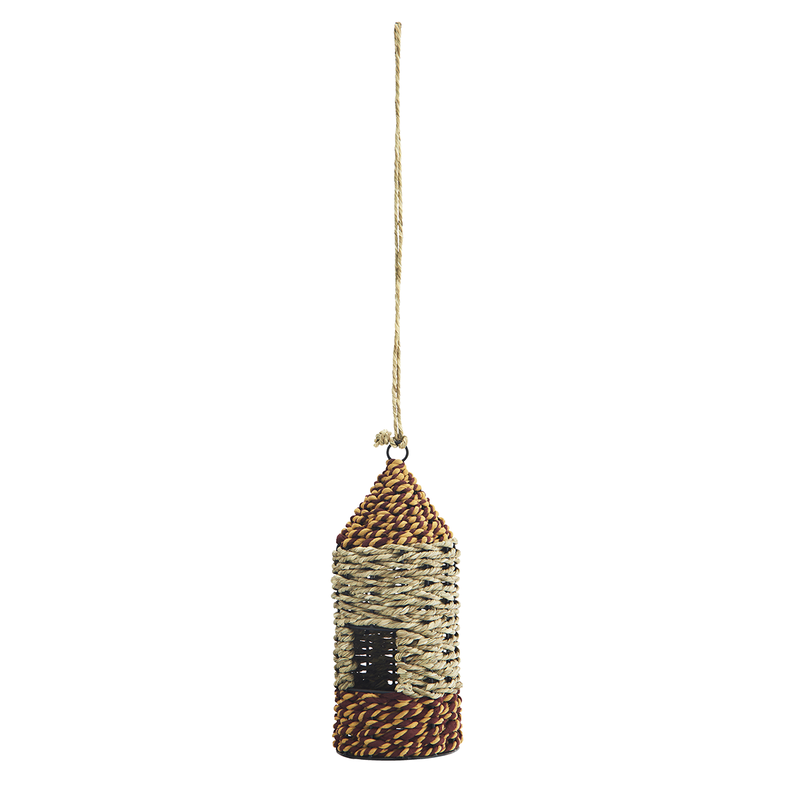 Madam Stoltz-collectie Hanging bird house Natural yellow maroon