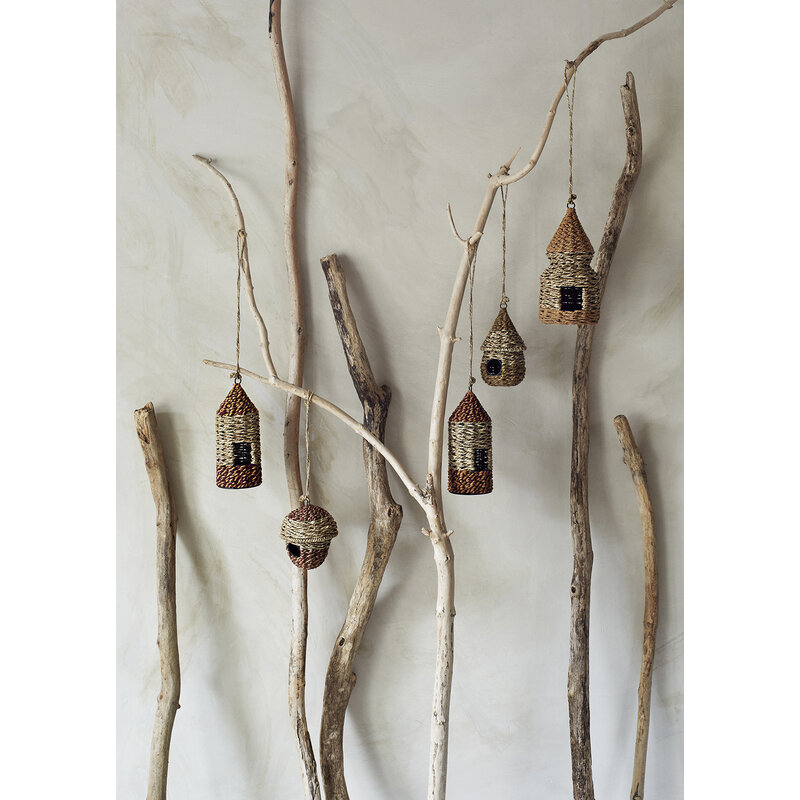 Madam Stoltz-collectie Hanging bird house Natural maroon sand
