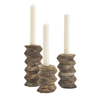 Madam Stoltz Recycled wooden candle stands Natural