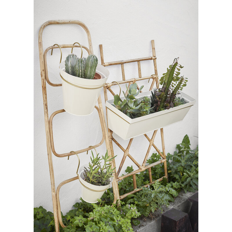 Madam Stoltz-collectie Hanging iron planter Cream ant.brass