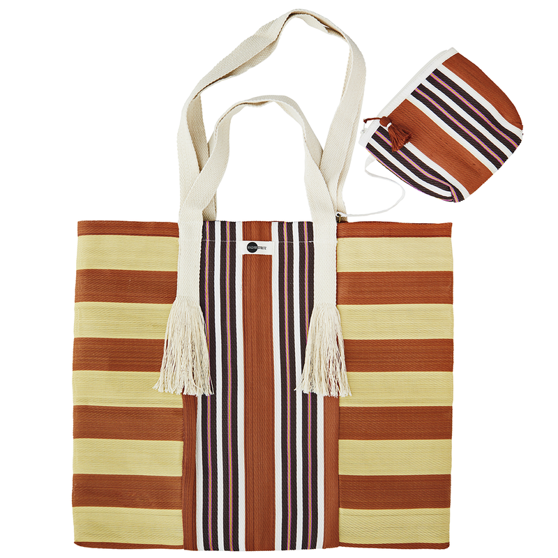 Madam Stoltz-collectie Recycled HDPE bag Yellow orange white brown pink
