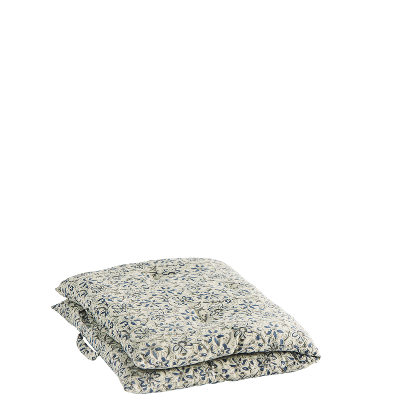 Madam Stoltz-collectie Printed cotton mattress Off white blue grey