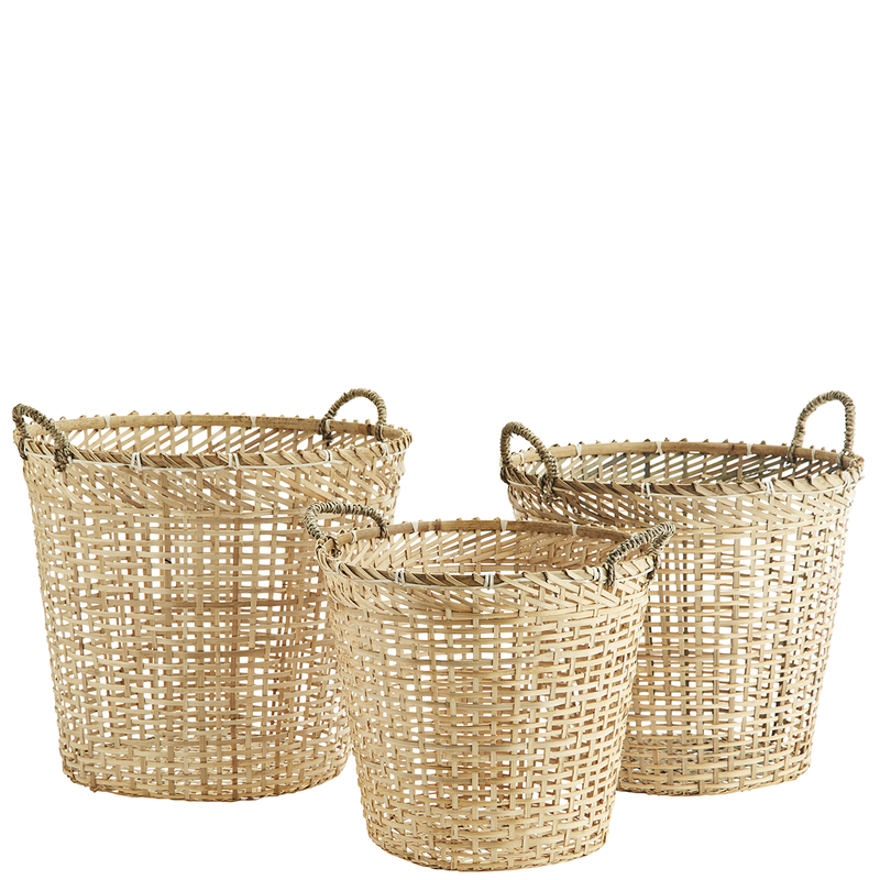 Madam Stoltz-collectie Round bamboo baskets Natural