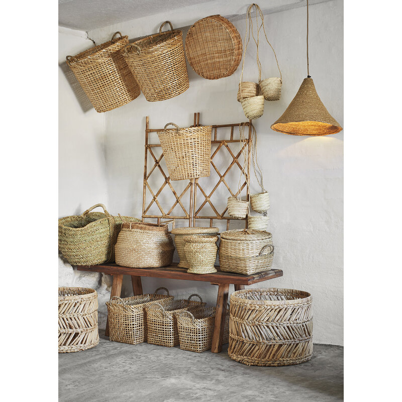Madam Stoltz-collectie Round bamboo baskets Natural