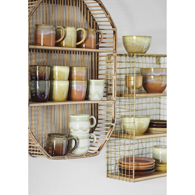 Madam Stoltz-collectie Iron wall shelf Ant.brass natural