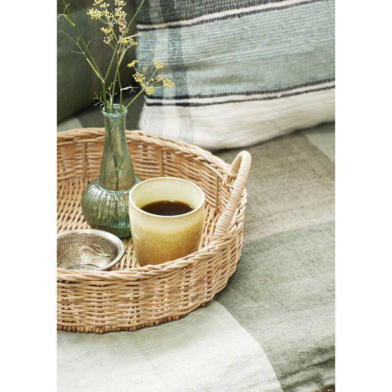 Madam Stoltz-collectie Round rattan trays Natural